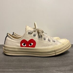 Converse Comme des Garcons PLAY Low Cream / White Canvas Sneaker Men 6 / Women 8
